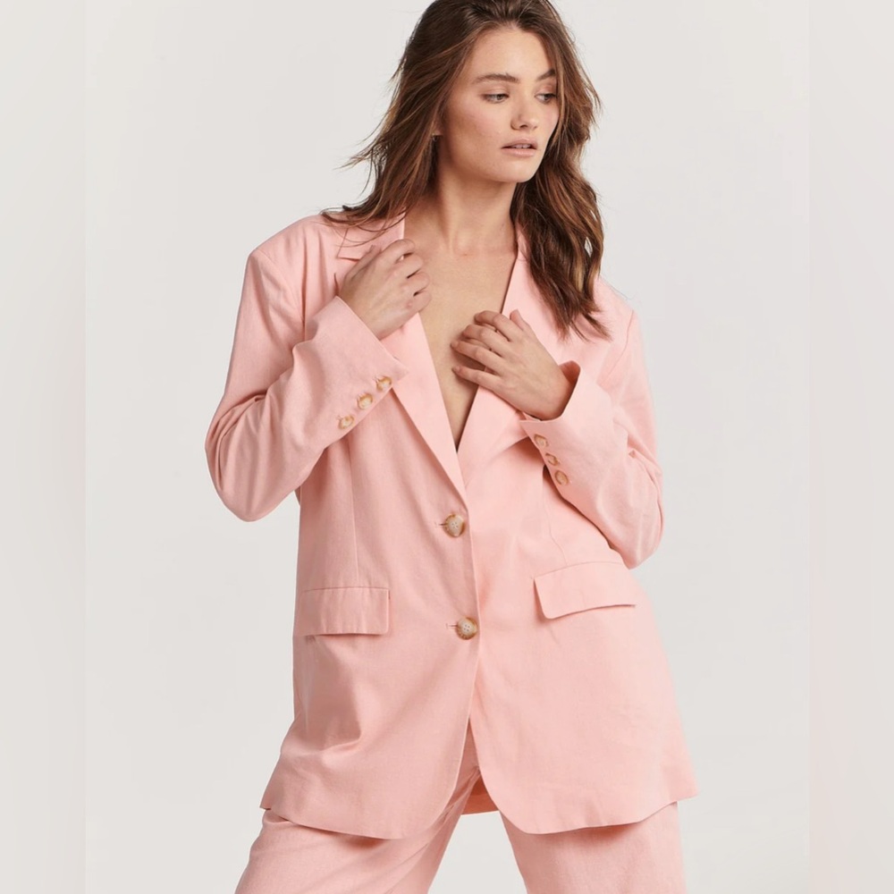NWT Charlie Holiday Addison Blazer in Pink Punch Linen Loose Fit Blazer US 4